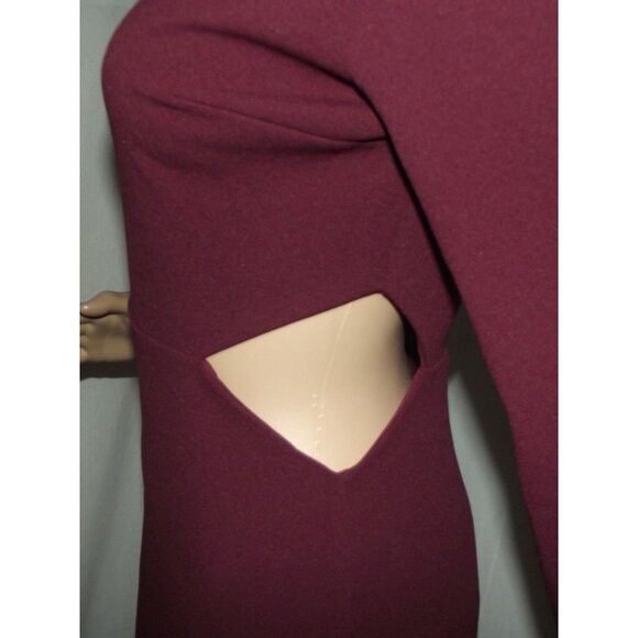 Express Sheath Dress Womens Small Wine Strong Shoulder Side Cutout Mini 4-6 - Picture 8 of 13